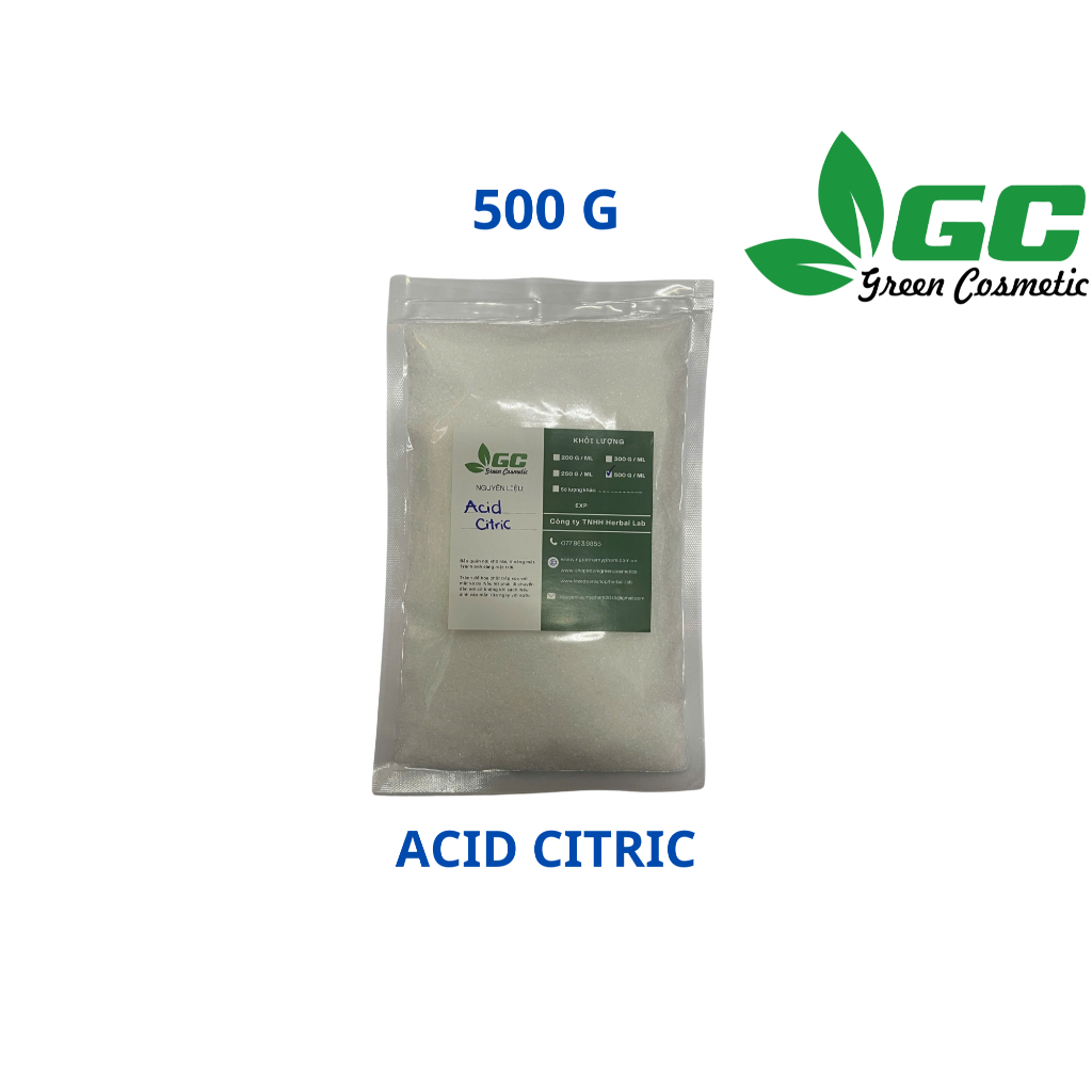 [HCM] Citric acid - Chất điều chỉnh pH - Nguyên liệu mỹ phẩm - Greencosmetic - 100g, 500g, 1 kg