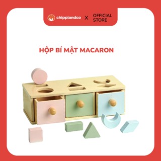 Bộ đồ chơi hộp 3 ngăn kéo gỗ Marcaron cao cấp CHIPPIANDCO học phân loại hình dạng và màu sắc