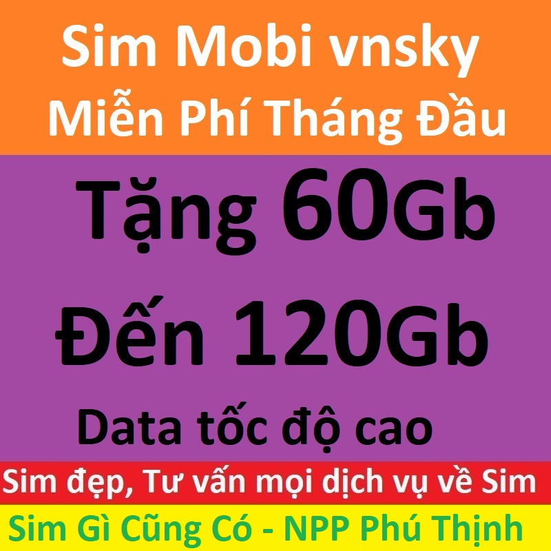 Sim data 4G vnsky mobifone, Miễn phí 60gb data tháng đầu