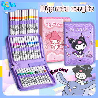 Hộp Màu Acrylic Kuromi Melody Vẽ Được Trên Nhiều Chất Liệu Không Lem Không Trôi, Bút Lông Màu Nhỏ Gọn Dành Cho Bé