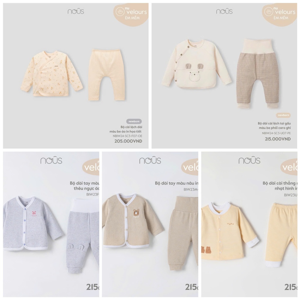 NOUS SƠ SINH THU ĐÔNG - Bộ sơ sinh dài tay cho bé trai bé gái Newborn Nous