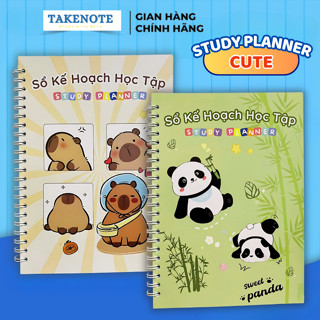 Sổ Kế Hoạch Học Tập Hàng Ngày Takenotes.Beta - Sổ Tay Daily Study Planner Hình Capbybara, Gấu Panda