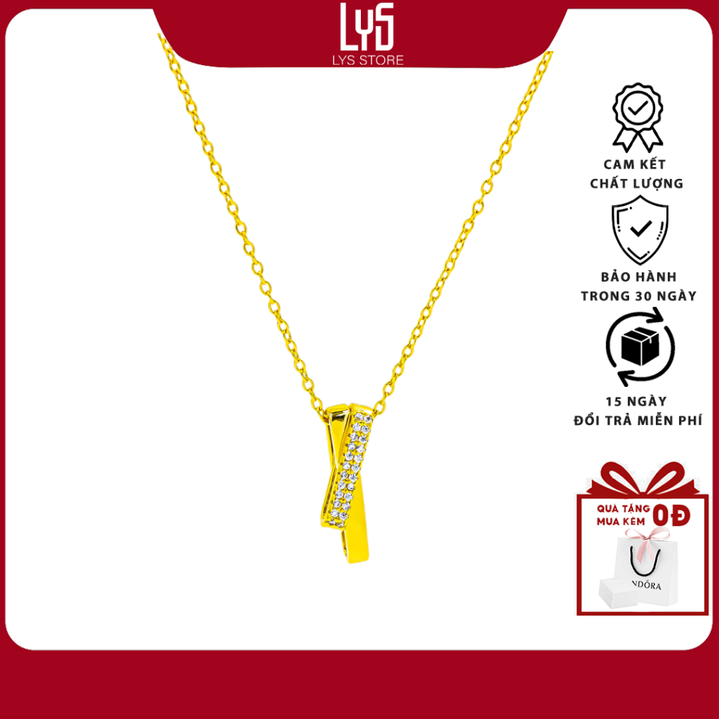Dây chuyền bạc Lys Cross Design 6422GG - Dây chuyền chuẩn Bạc S925 Fullbox hộp PAN đầy đủ phụ kiện P
