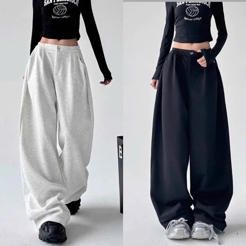 Quần Jogger Nữ Ống Rộng 𝗖𝗮̣𝗽 𝗖𝗵𝘂𝗻 - 𝗖𝘂́𝗰 𝗜𝗻𝗼𝘅 Chất Nỉ Cotton Dày Dặn Mềm Mại Không Xù Có Dây Rút, X.