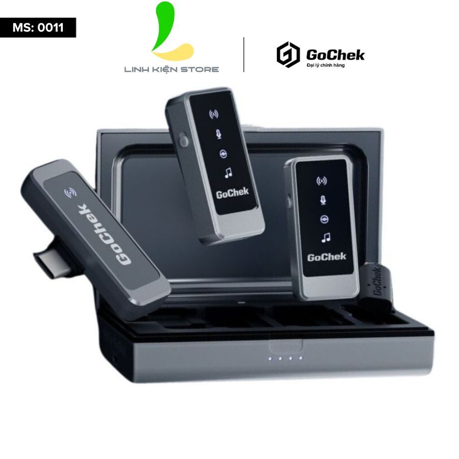 Micro Thu Âm Không Dây GoChek Ultra S24 ( S24 - 03 ) - Bộ 02 Mic Có Hộp Sạc Tích Hợp Hai Đầu Chuyển