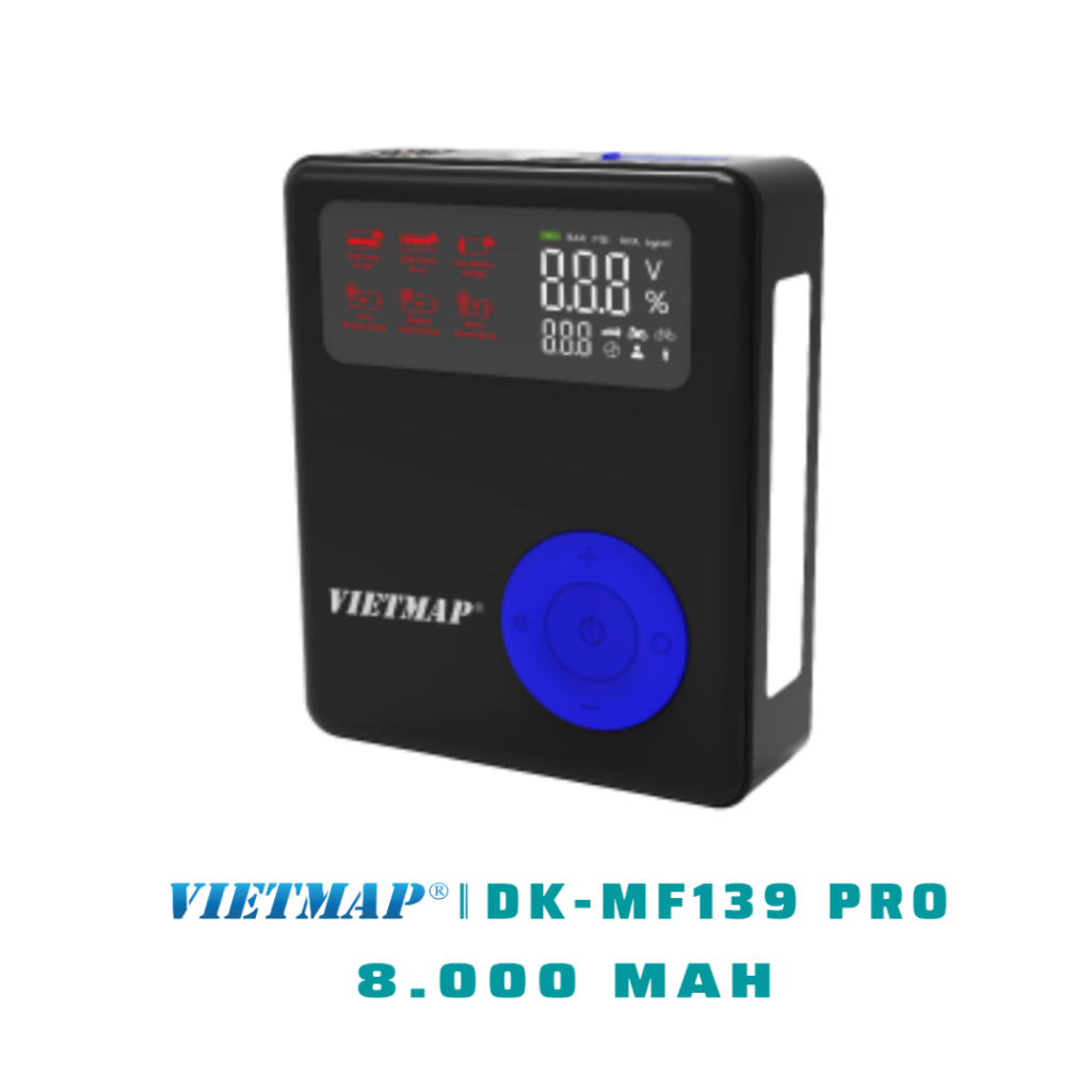 Bơm Lốp Kích Bình Vietmap DK-MF139 Pro - Bản 8000mAh - Phiên Bản Mới 5 Trong 1 - Hàng Chính Hãng