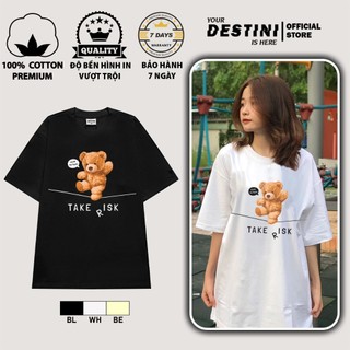 Áo Thun [Áo Phông] gấu teddy local unisex form rộng tay lỡ cotton cao cấp DESTINI GAUCUTE03