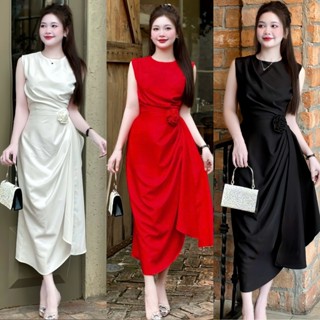 D9- Váy Dự TIệc Thiết Kế Cuốn Bông (đầm 2 lớp)  Vải Tây Mềm Mịn, Đi Tiệc,đủ size 40kh-60kg Mijustore