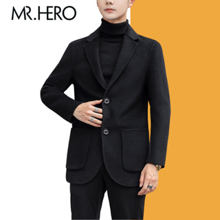 Áo khoác dạ nam dáng ngắn túi vuông dài tay form dáng regular M.RO AKD40 Mrherovn