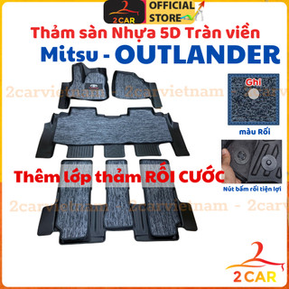 Thảm lót sàn NHỰA 5D xe Mitsubishi Outlander 2018-2025-Hiện nay  - Mẫu nhựa TPE TRÀN VIỀN - 3 hàng ghế cao cấp- 2CAR