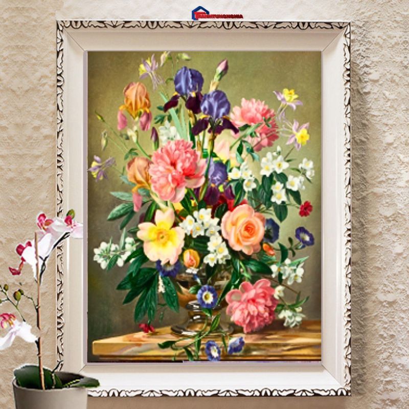 Tranh đính đá bình hoa nghệ thuật DD9813 (50cm x 60cm)