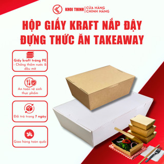  Set 100 Hộp Giấy Kraft Nắp Đậy Đựng Thức Ăn Hộp Takeaway Nhiều Size – Khôi Thịnh 