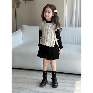 Áo gi lê len thắt nơ eo dễ thương cho bé gái phong cách thu đông Hàn Quốc 12-26 ký