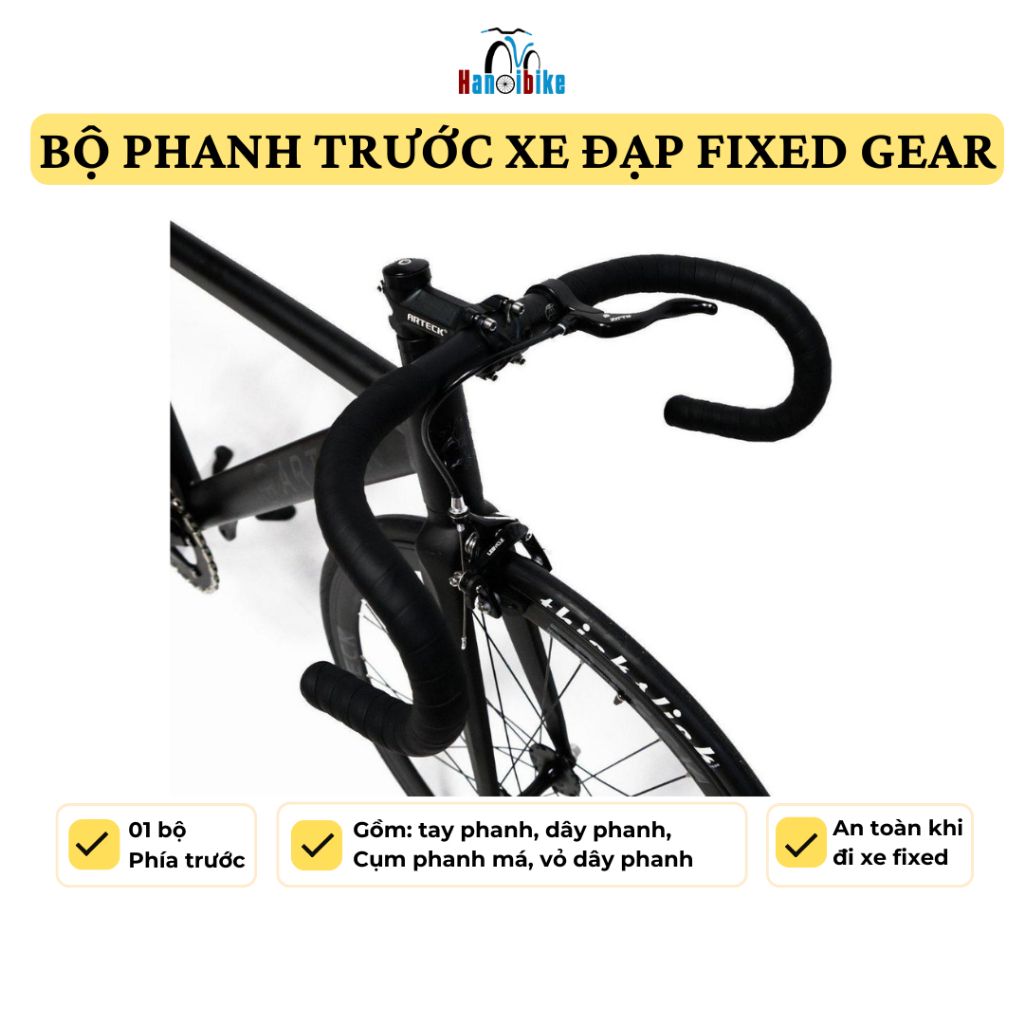 Bộ thắng phanh cho xe đạp fixed gear phía đằng trước (Tay phanh+phanh má+dây phanh)