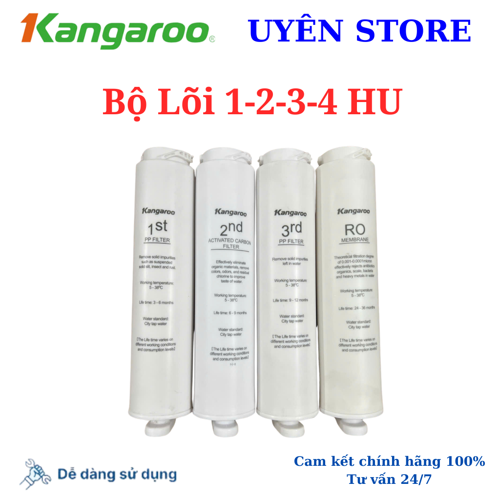 Combo 4 Lõi Lọc Thô 1234 HU Kangaroo Dành Cho Model Máy KG100HU, KG100HU+, KG100MED, KG100EED, KG-Y1