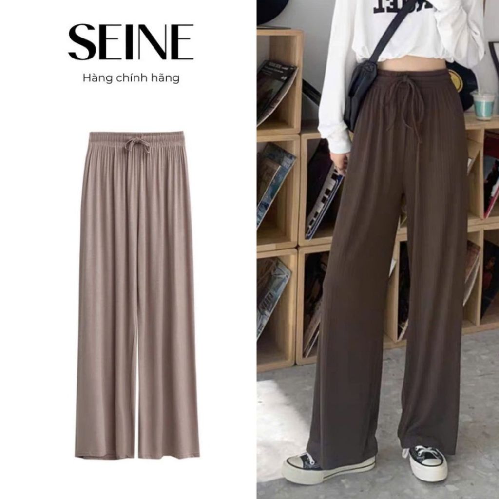 Seine.basic Quần tăm thái ống rộng thời trang quần dài suông rộng co giãn mềm mịn chất lượng cao cấp