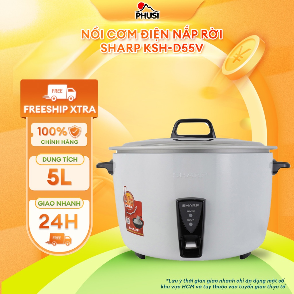 Nồi Cơm Điện Nắp Rời Sharp KSH-D55V (5L) - Trắng