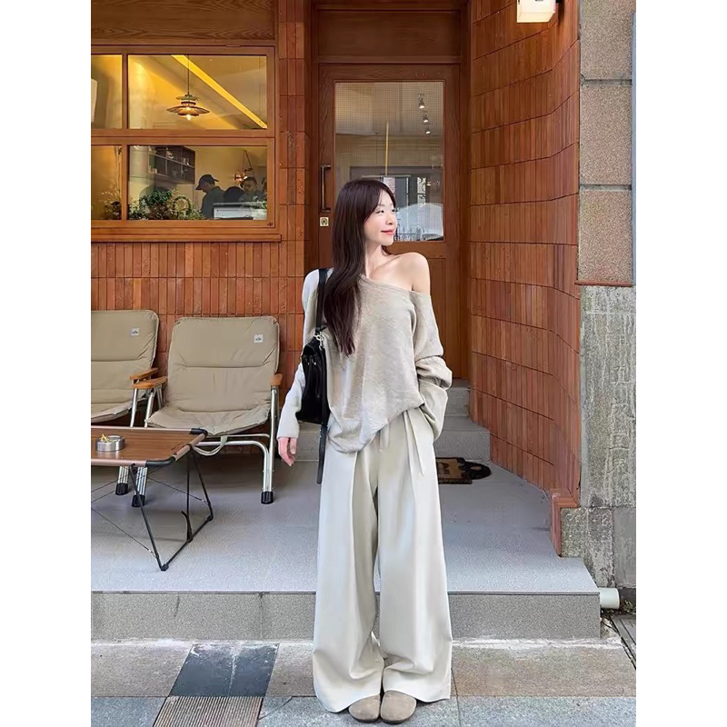 Áo trễ vai tay dài phong cách, Áo lệch vai chất tăm lông thỏ Sang chảnh m664 | BigBuy360 - bigbuy360.vn