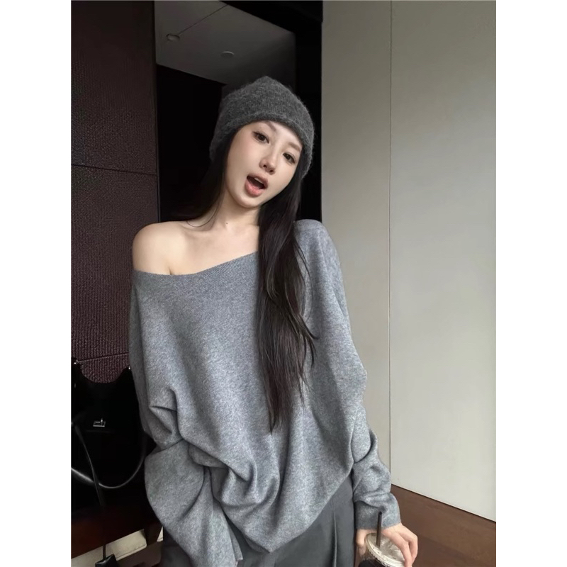 Áo trễ vai tay dài phong cách, Áo lệch vai chất tăm lông thỏ Sang chảnh m664 | BigBuy360 - bigbuy360.vn