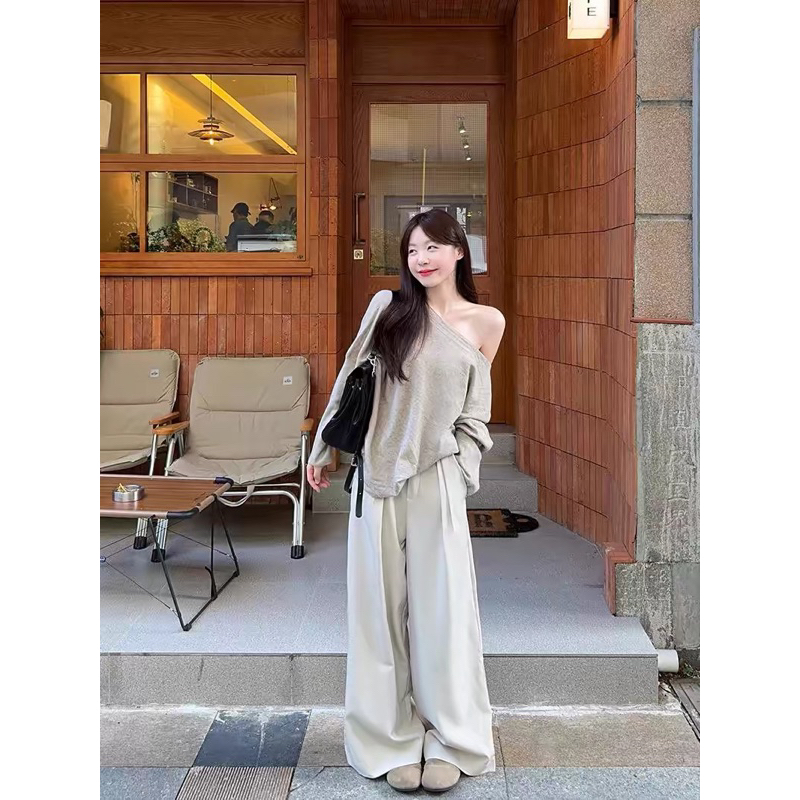 Áo trễ vai tay dài phong cách, Áo lệch vai chất tăm lông thỏ Sang chảnh m664 | BigBuy360 - bigbuy360.vn