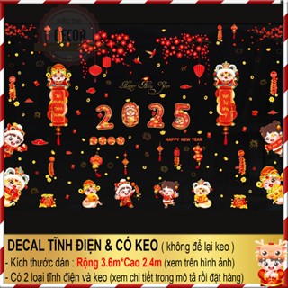 Decal tết 2025 trang trí dán cửa kính 2 mặt sẵn keo [20 mẫu]