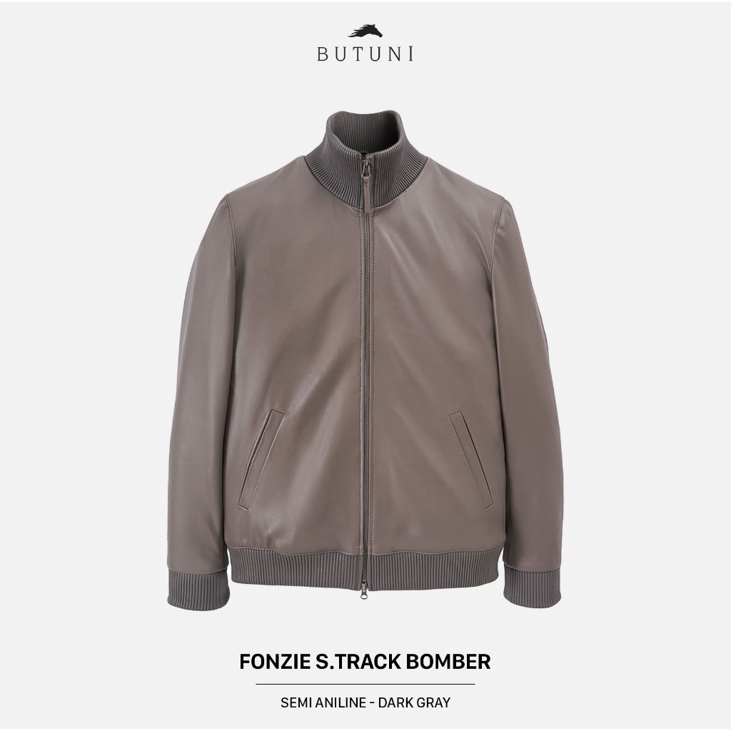 Áo Khoác Nam Áo Da Nam Da Cừu BUTUNI Fonzie S.Track Bomber - Áo Da Cừu Lót Lụa Bảo Hành 5 Năm