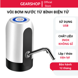 Vòi bơm nước điện tử tự động có sạc USB GEARSHOP máy hút rượu, xăng thông minh 2024