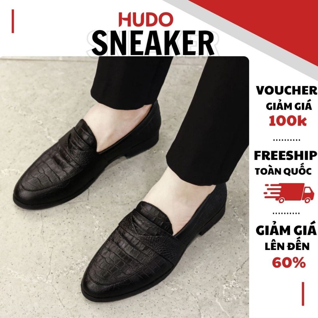 Giày Lười Nam Công Sở Dập Vân Cá Sấu Đế Khâu Chắc Chắn Cao 3cm Có Size Từ 38 Đến 43 Mã X091