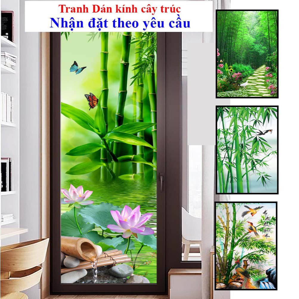 Decal dán kính mờ chống nhìn cây trúc giá rẻ miễn phí vận chuyển shop huệ decor (DK)