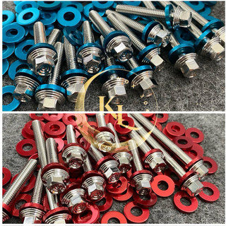  FULL BỘ ỐC LỐC MÁY MẪU THÁI  Tặng kèm full long đền đỏ hoặc xanh  CHUẨN INOX 304 GẮN CHO TẤT CẢ CÁC DÒNG XE 