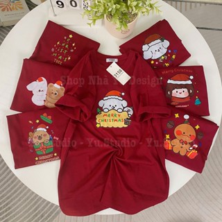 Áo thun YUSTUDIO, áo phông 3158 chất cotton khô, áo thun form rộng nam nữ mẫu Noel