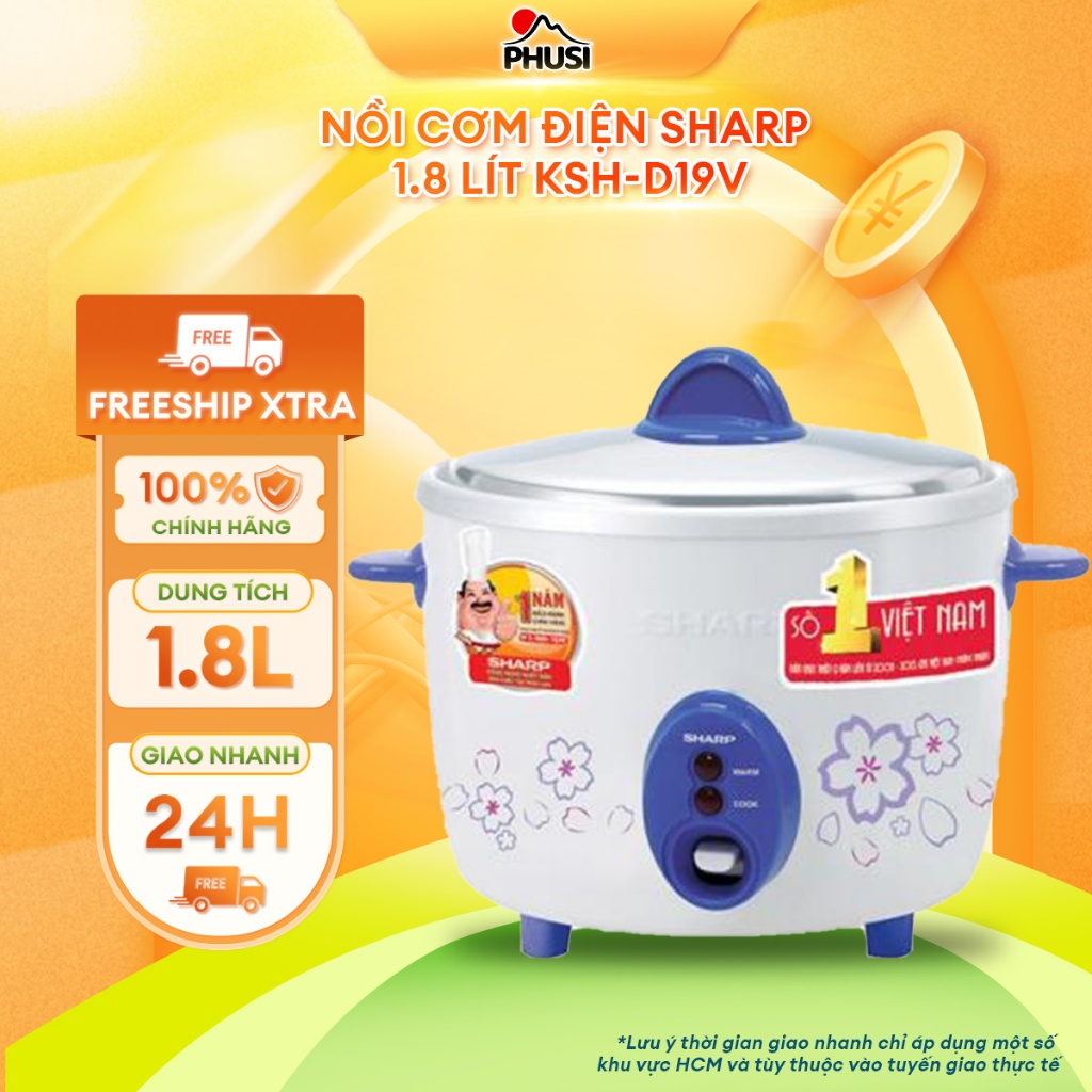 Nồi cơm điện Sharp 1.8 lít KSH-D19V (Màu ngẫu nhiên)