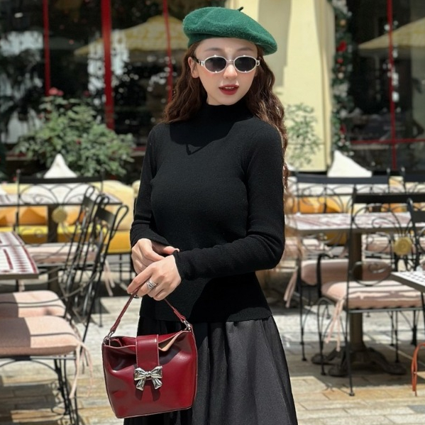 Áo Len Tăm Usagi Dài Tay Cổ Thấp Giữ Nhiệt Thu Đông, Chất Len Mịn Dễ Phối Đồ Glamchic | BigBuy360 - bigbuy360.vn