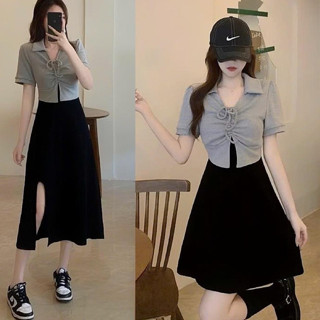 Đầm Bigsize Nữ váy 2 dây xuông kèm áo kiểu tay ngắn vải thun co giãn mặc thoải mái - G684 G685 ( 50-95kg)