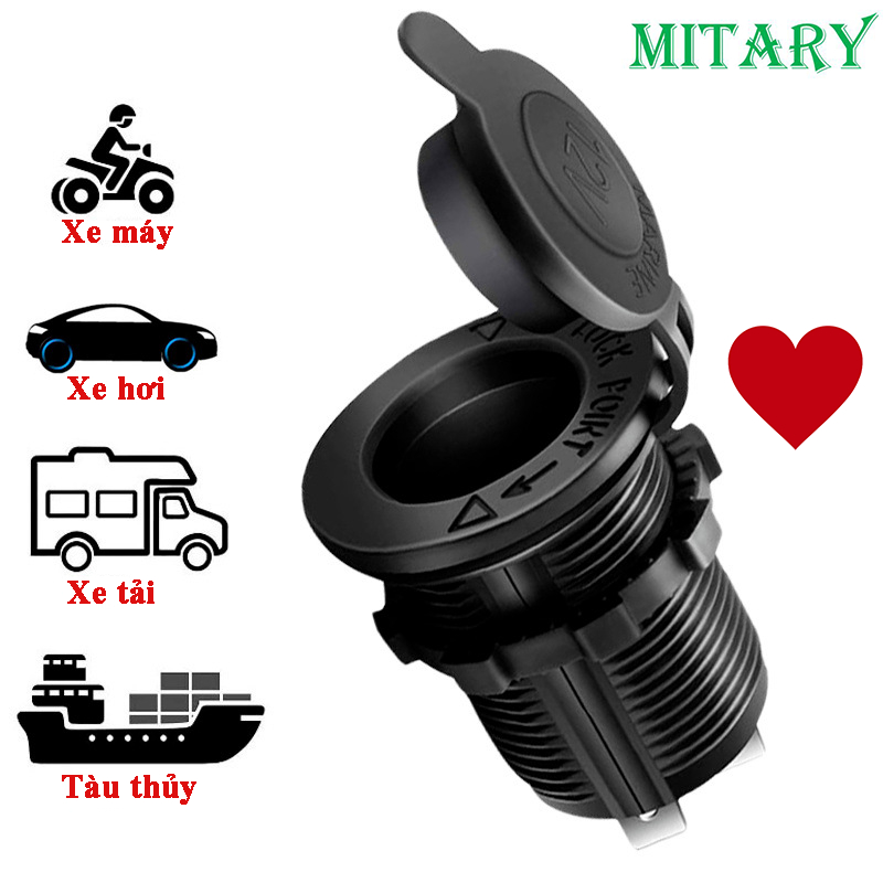 Ổ cắm tẩu sạc trên xe hơi , ô tô , xe máy tàu thuyền điện áp 12-24V MTR029