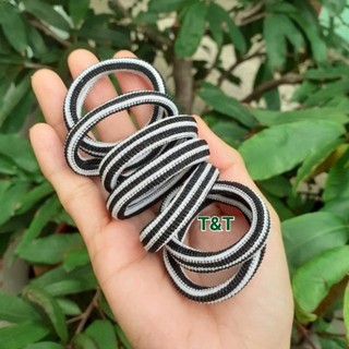 Túi 48 dây cột tóc sọc đen cứng,ít giản (cở nhỏ đường kính 3.5cm-4cm)
