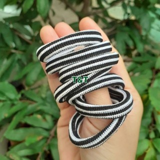 Túi 48 dây cột tóc sọc đen cứng,ít giản (cở nhỏ đường kính 3.5cm-4cm)