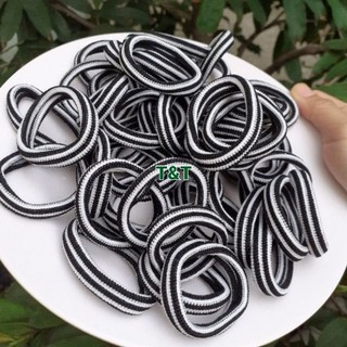 Túi 48 dây cột tóc sọc đen cứng,ít giản (cở nhỏ đường kính 3.5cm-4cm)