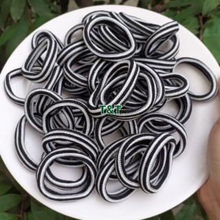 Túi 48 dây cột tóc sọc đen cứng,ít giản (cở nhỏ đường kính 3.5cm-4cm)