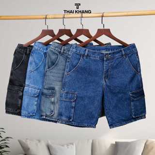Quần short jean nam Thái Khang loại quần short túi hộp nam trung niên chất dày dặn mềm mát QUAN03