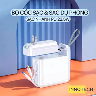 Bộ Cốc Sạc Tích Hợp Sạc Dự Phòng 2in1 Dung Lượng 20000mah Sạc Nhanh 22.5w Nối Sẵn Dây Sạc Nhanh Và Đầu Phích Cắm Điện