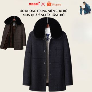  Áo khoác cho bố áo khoác lót lông sang trọng trung niên mặc đi chơi công việc hàng cao cấp-MS509 