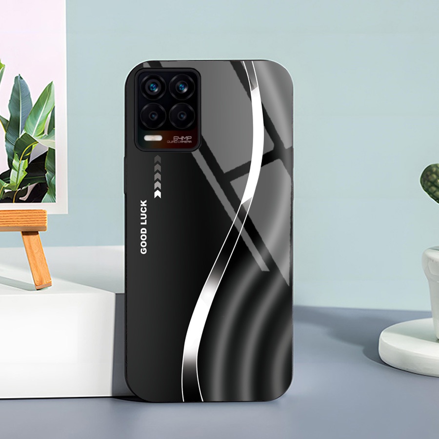 Ốp Lưng cho REALME 8, REALME 8 PRO Mặt kính cường lực, cao cấp Họa tiết GOOD LUCK