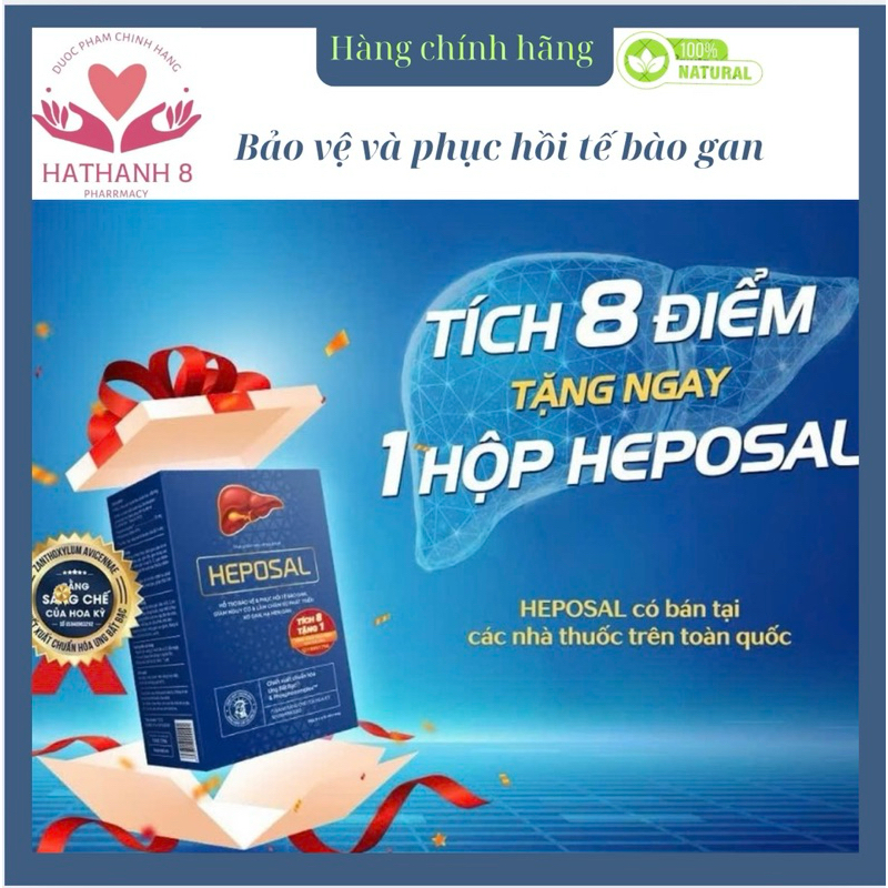   Mua 8 tặng 1  Heposal - Giải Độc Gan Bổ Gan Thải Độc Gan Silymarin Tăng Cường Chức Năng Gan  Hộp 30 Viên  