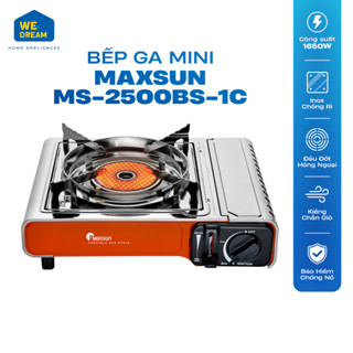 Bếp ga mini MAXSUN MS-2500BS-1C công suất 1650W inox chống rỉ, đầu đốt hồng ngoại, bảo hiểm chống nổ, kiềng chắn gió