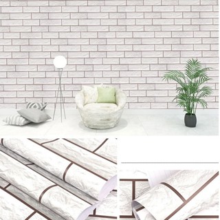 CUỘN 10M GIẤY DÁN TƯỜNG GIẢ GẠCH TRẮNG KEO SẴN KHỔ 45CM