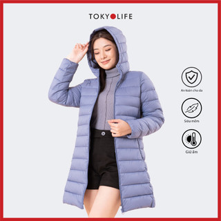   OUTLET-KHÔNG ĐỔI TRẢ  Áo khoác phao NỮ chần bông siêu nhẹ siêu ấm mũ liền dáng dài TOKYOLIFE C9JCK004L 