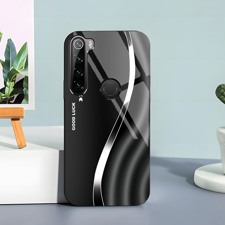 Ốp Lưng cho XIAOMI REDMI NOTE 8 Mặt kính cường lực, cao cấp Họa tiết GOOD LUCK