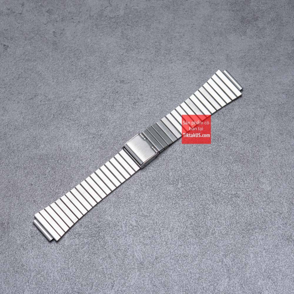 Dây đồng hồ thép không gỉ cho đồng hồ world time AE-1200WHD, F91 size 18mm