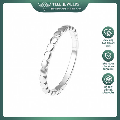 Nhẫn bạc nữ TLEE viền hạt trơn basic TLEEJEWELRY